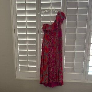 Nanette Lepore One-Shoulder Floral Maxi Dress in Pink and Coral